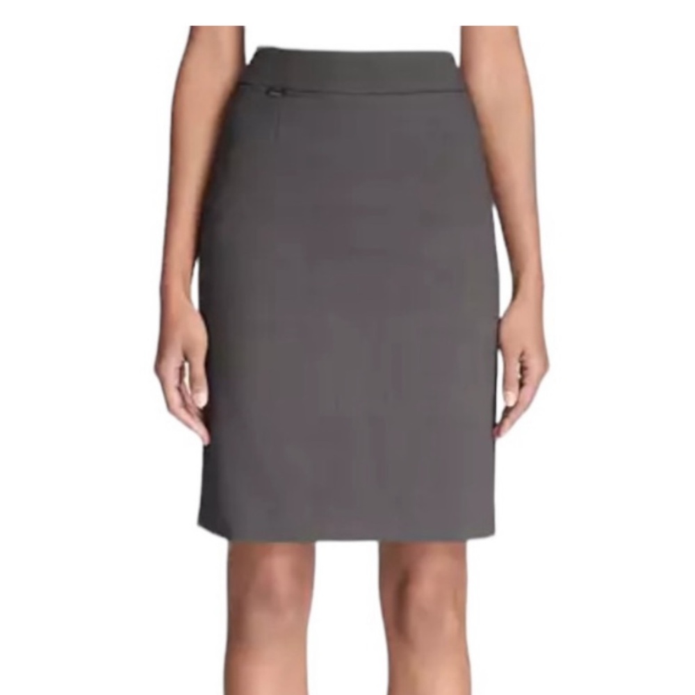 Calvin Klein Charcoal Pencil Skirt Size 12 Petite Office Minimalist Neutral NWT